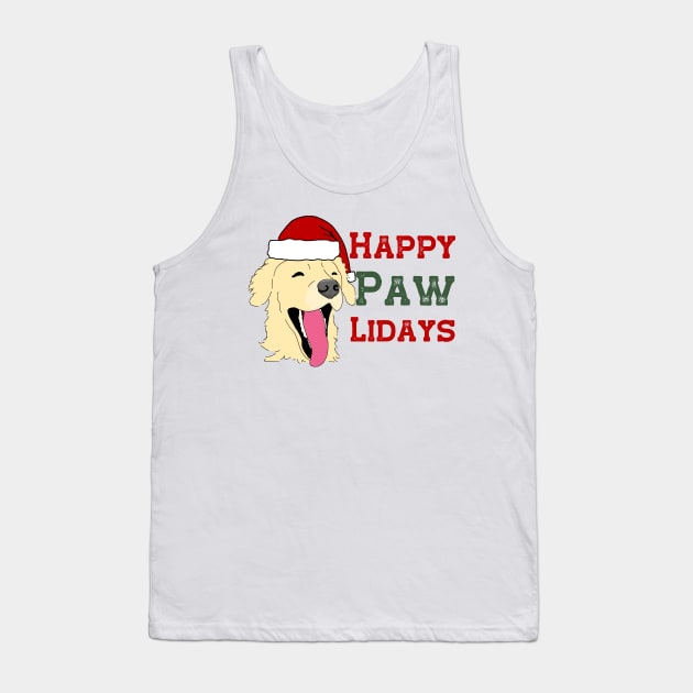 Golden Retriever Happy Holidays Tank Top by Punderstandable